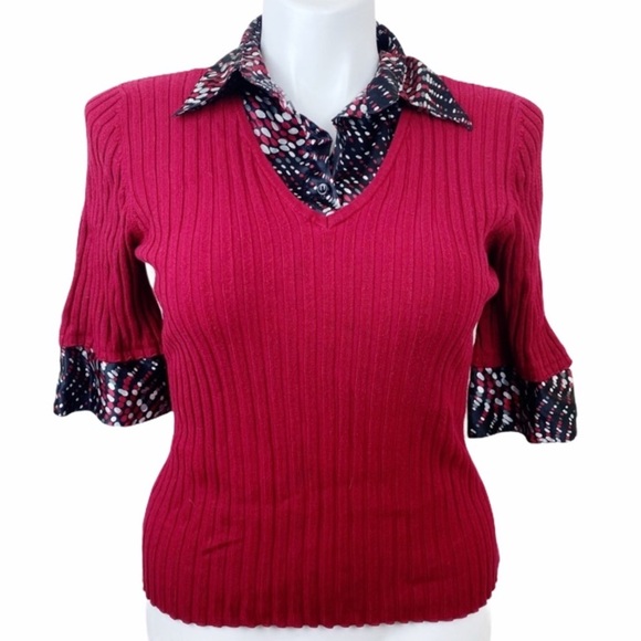 Studio 1940 Women's Layered Red Sweater Top Large - Picture 12 of 12